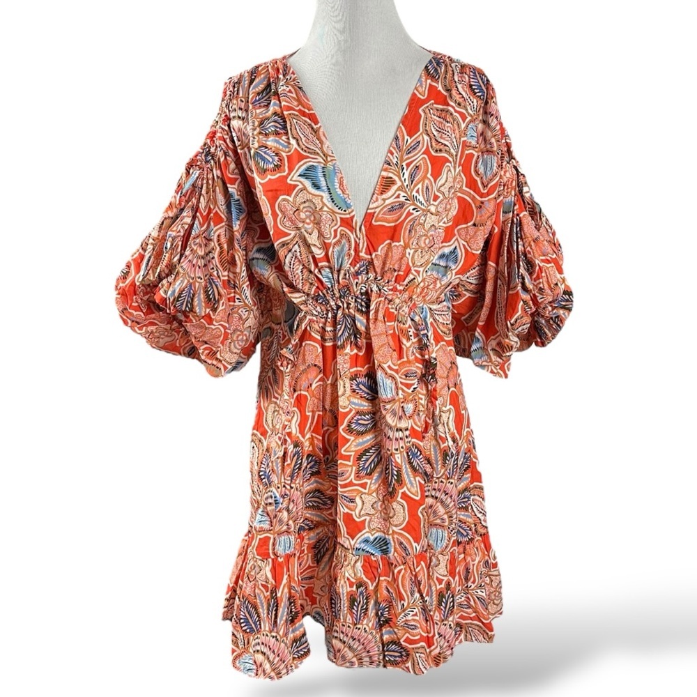 Misa Los Angeles Sari Dress in Tangerine Flora Size Medium NWT